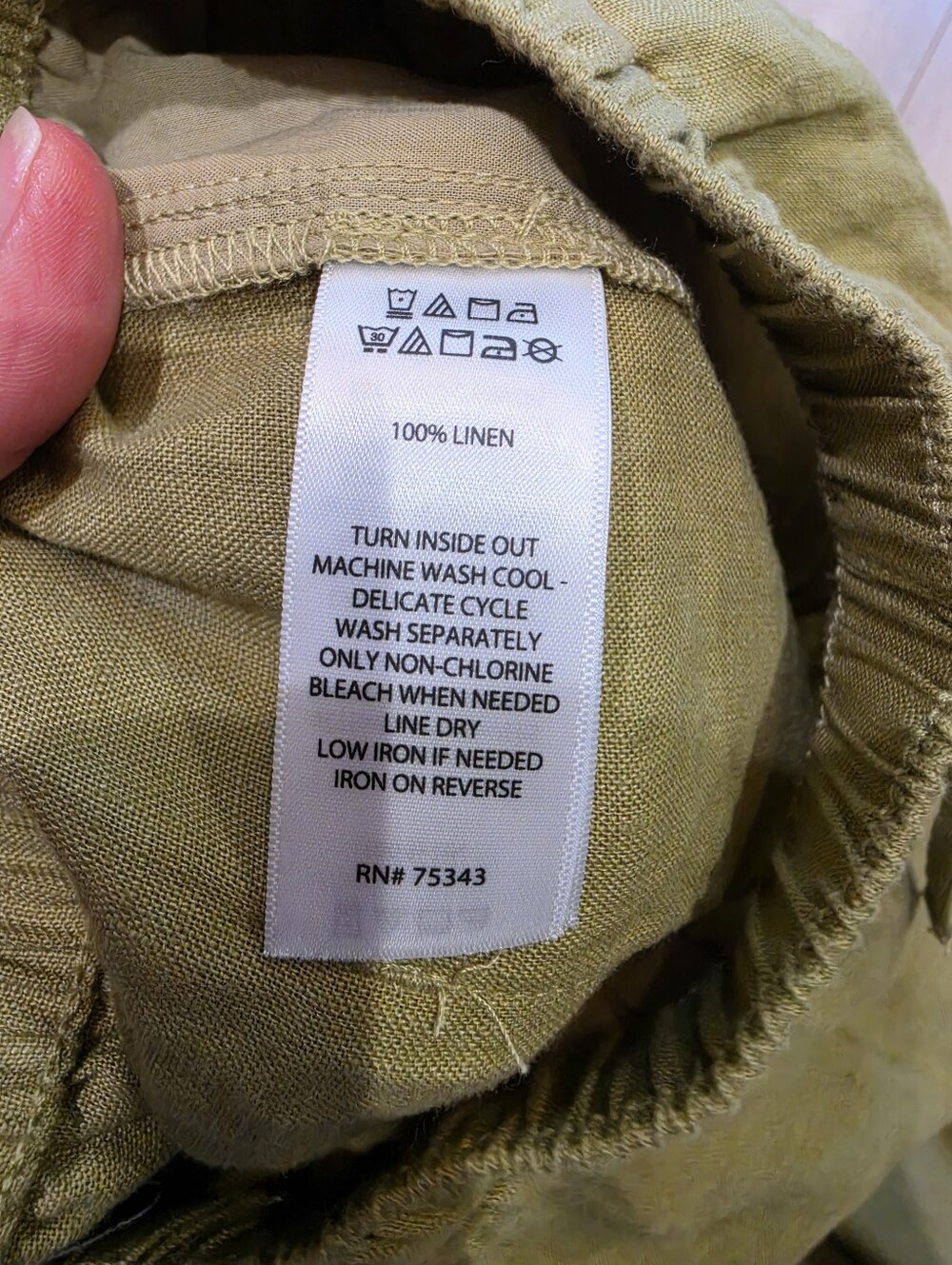 Rachel Zoe 100% Linen Wide Leg Pants XS Olive Green Side Stripe Drawstring - Picture 6 of 6